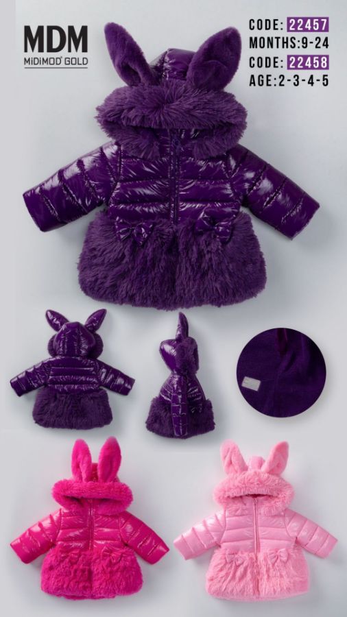 Picture of Midimod M22457 PURPLE Girl Coat