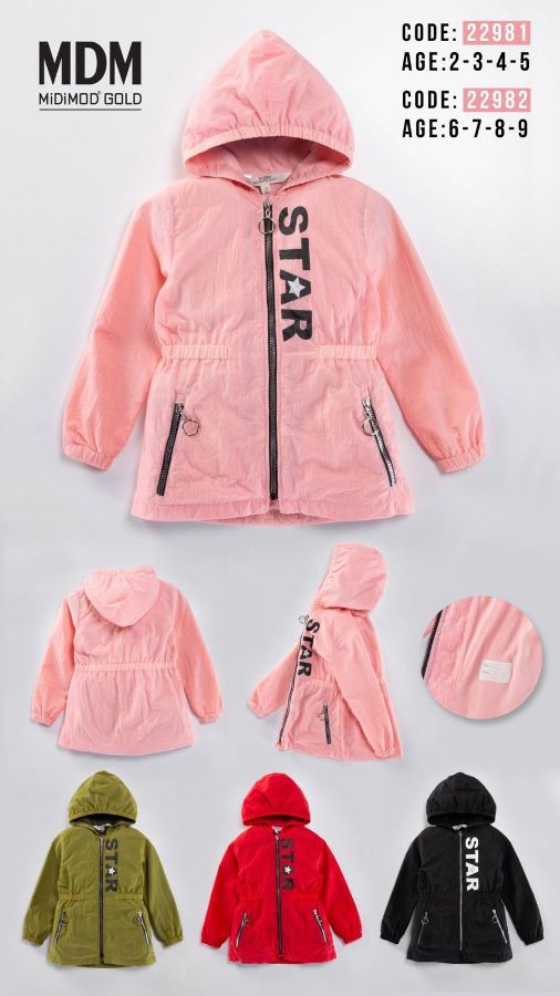 Picture of Midimod M22982 PINK Girl Trench coat