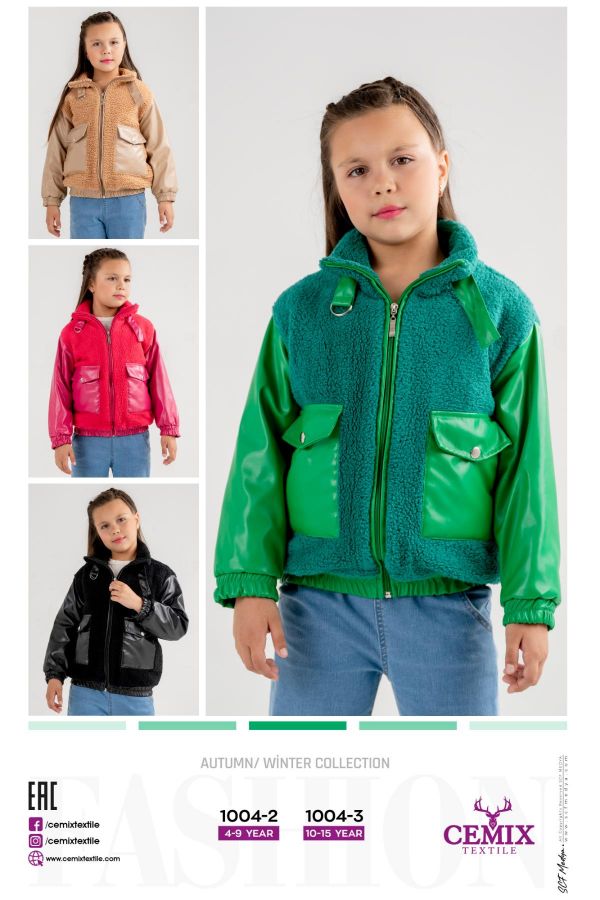 Picture of Cemix 1004-3 GREEN Girl Puffer Coat