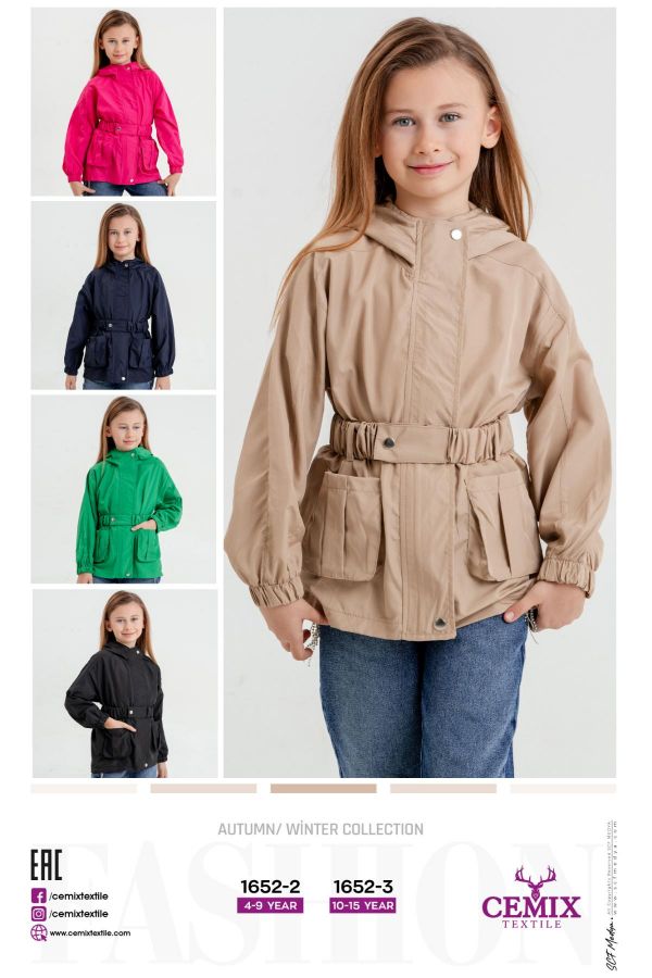 Picture of Cemix 1652-2 BLACK Girl Trench coat