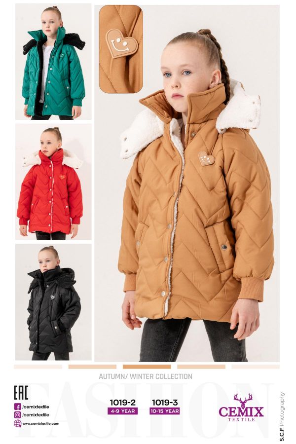 Picture of Cemix 1019-3 GREEN Girl Puffer Coat