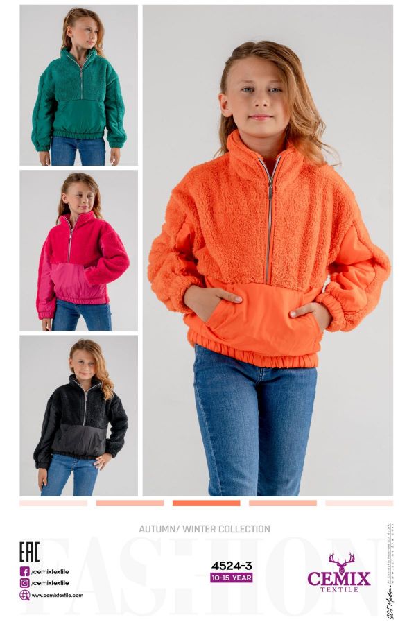 Picture of Cemix 4524-3 ORANGE Girl Sweatshirt