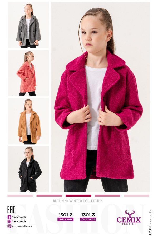 Picture of Cemix 1301-2 FUCHSIA Girl Coat