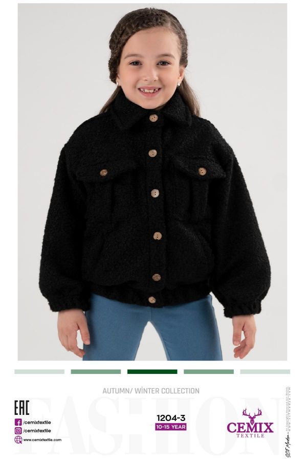 Picture of Cemix 1204-3 BLACK Girl Puffer Coat