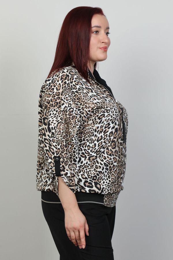 Picture of Aras 11703xl LEOPARD Plus Size Women Blouse 