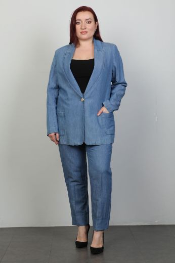 Picture of 4gKiwe MTKJ660xl INDIGO Plus Size Women Suit