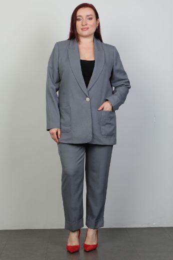 Picture of 4gKiwe MTKK609xl GREY Plus Size Women Suit