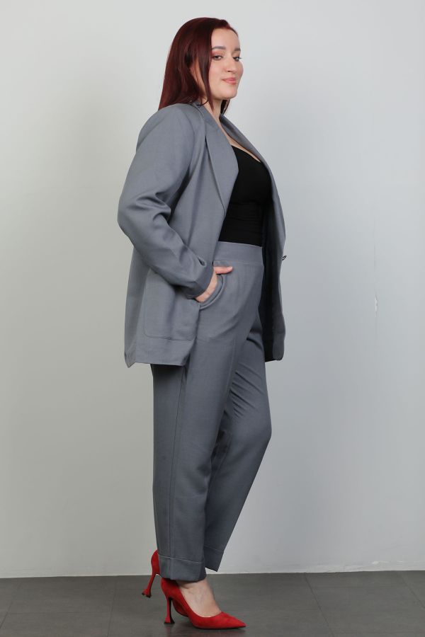 Picture of 4gKiwe MTKK609xl GREY Plus Size Women Suit