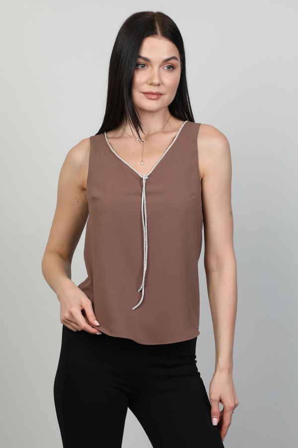 Picture of Modalinda 43174 BROWN Women Blouse