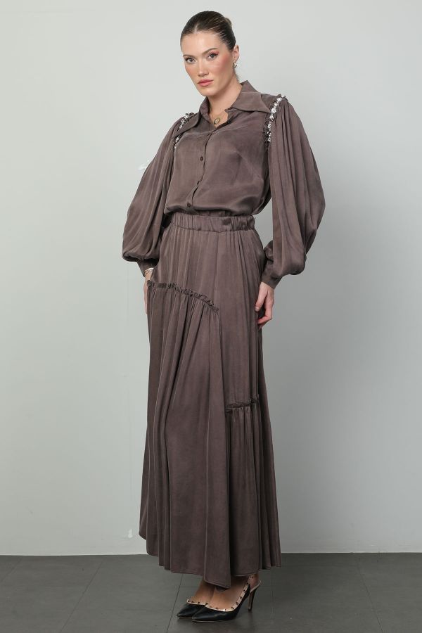 Picture of Roux 2418089 BROWN WOMANS SKIRT SUIT 