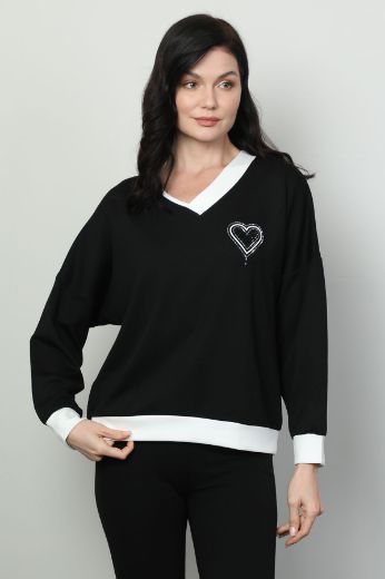 Picture of Vazzo&Green Apple 8551 BLACK Women Sweatsihrt