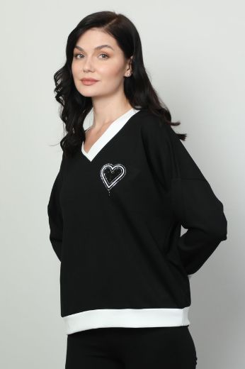 Picture of Vazzo&Green Apple 8551 BLACK Women Sweatsihrt