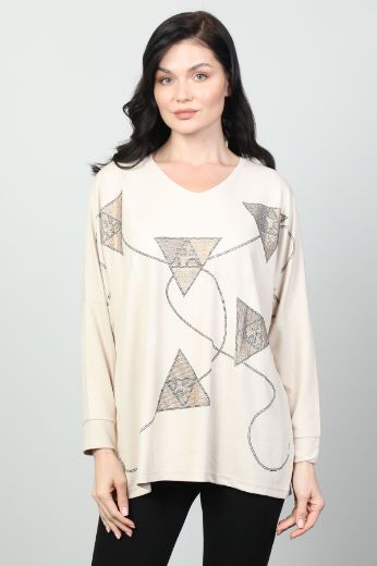 Picture of Vazzo&Green Apple 8556 BEIGE Women Sweatsihrt