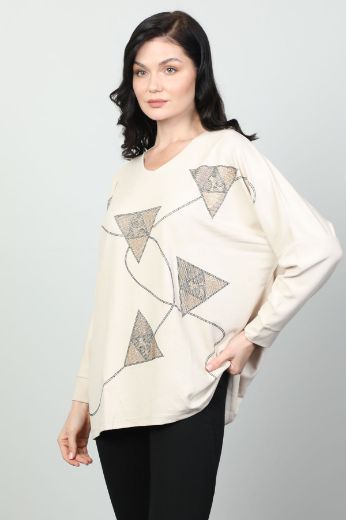 Picture of Vazzo&Green Apple 8556 BEIGE Women Sweatsihrt