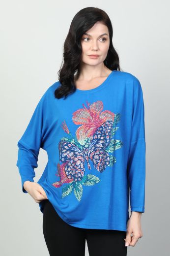 Picture of Vazzo&Green Apple 8559 BLUE Women Sweatsihrt