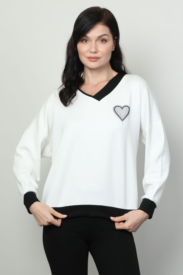 Picture of Vazzo&Green Apple 8551 ECRU Women Sweatsihrt