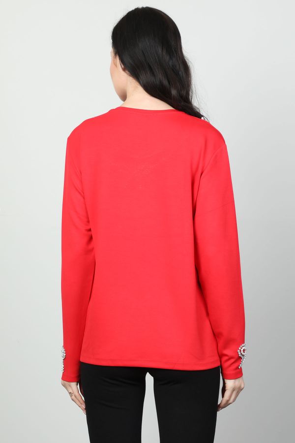 Vazzo&Green Apple 8563 KIRMIZI Kadın Sweatshirt resmi