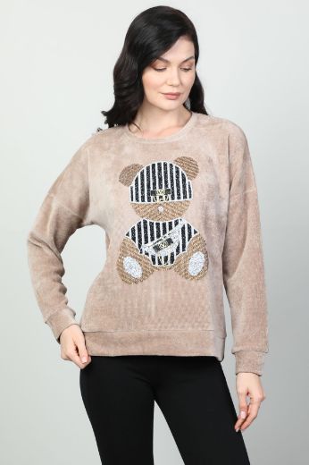 Picture of Vazzo&Green Apple 8552 BEIGE Women Sweatsihrt