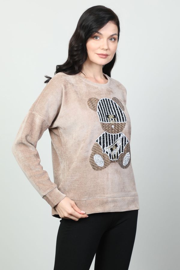 Picture of Vazzo&Green Apple 8552 BEIGE Women Sweatsihrt