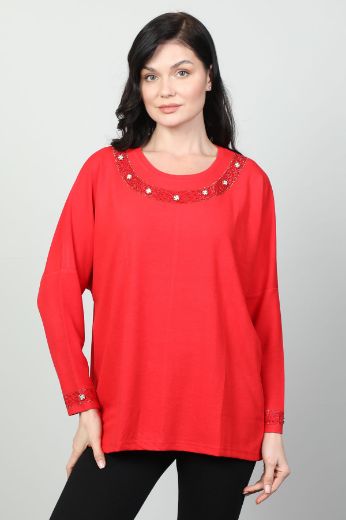 Picture of Vazzo&Green Apple 8558 RED Women Sweatsihrt