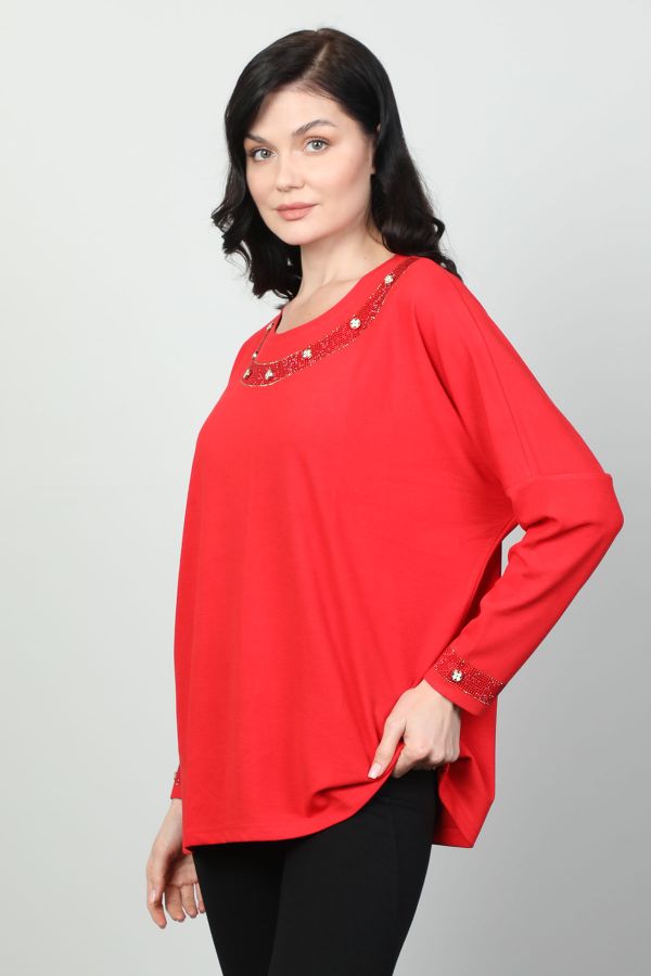 Picture of Vazzo&Green Apple 8558 RED Women Sweatsihrt