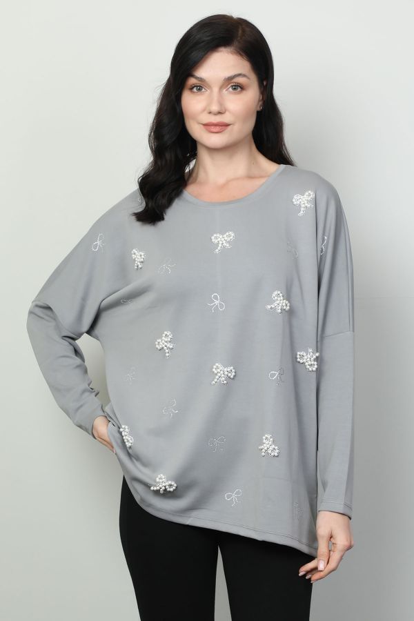 Picture of Vazzo&Green Apple 8528 GREY Women Sweatsihrt