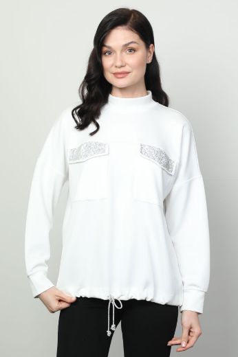 Picture of Vazzo&Green Apple 8565 ECRU Women Sweatsihrt