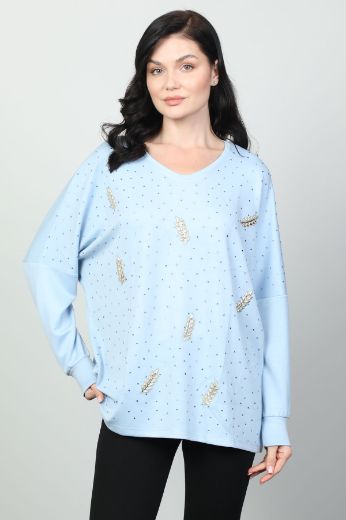 Picture of Vazzo&Green Apple 8545 LIGHT BLUE Women Sweatsihrt