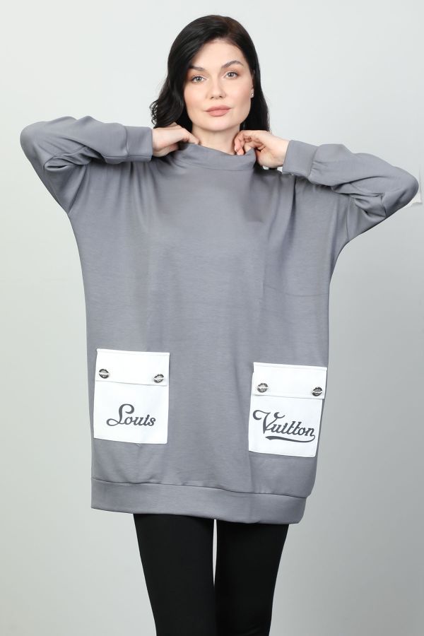 Picture of Vazzo&Green Apple 8570 GREY Women Sweatsihrt