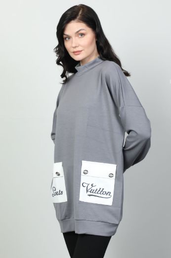 Picture of Vazzo&Green Apple 8570 GREY Women Sweatsihrt