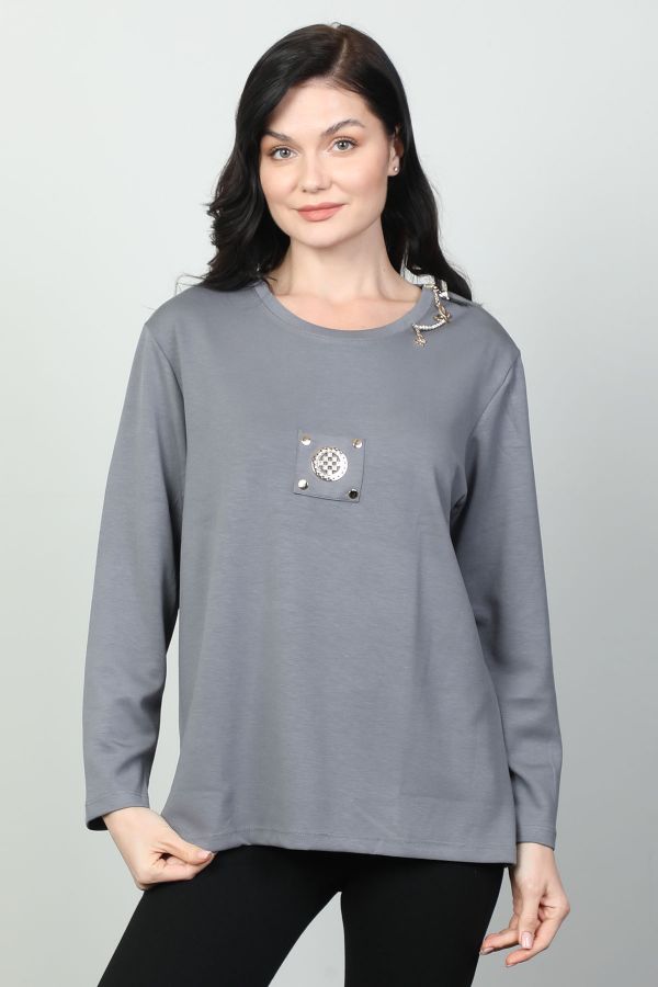 Picture of Vazzo&Green Apple 8549 GREY Women Sweatsihrt