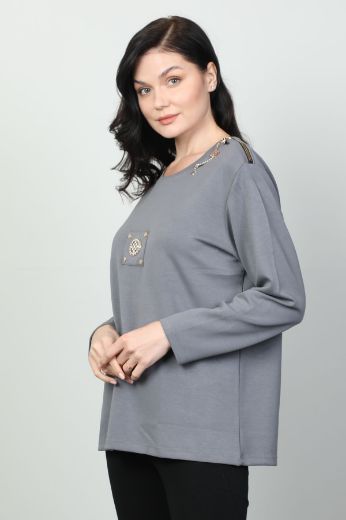 Picture of Vazzo&Green Apple 8549 GREY Women Sweatsihrt