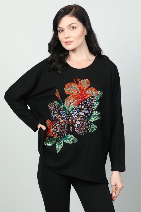 Picture of Vazzo&Green Apple 8559 BLACK Women Sweatsihrt