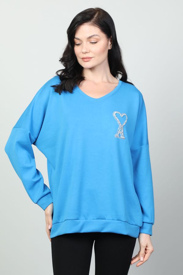 Picture of Vazzo&Green Apple 8525 BLUE Women Sweatsihrt