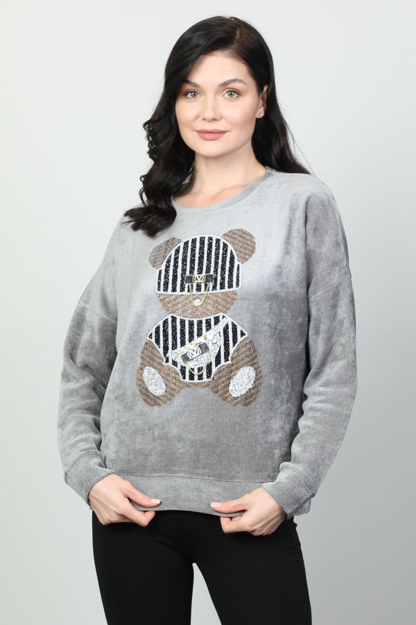 Picture of Vazzo&Green Apple 8552 GREY Women Sweatsihrt