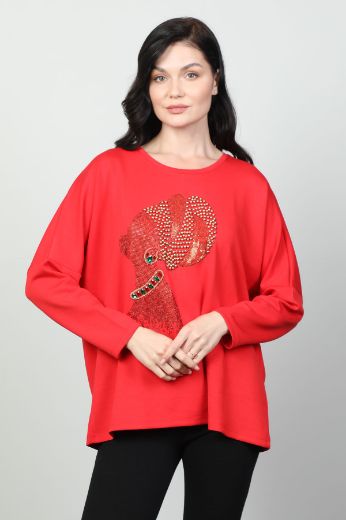 Picture of Vazzo&Green Apple 8568 RED Women Sweatsihrt