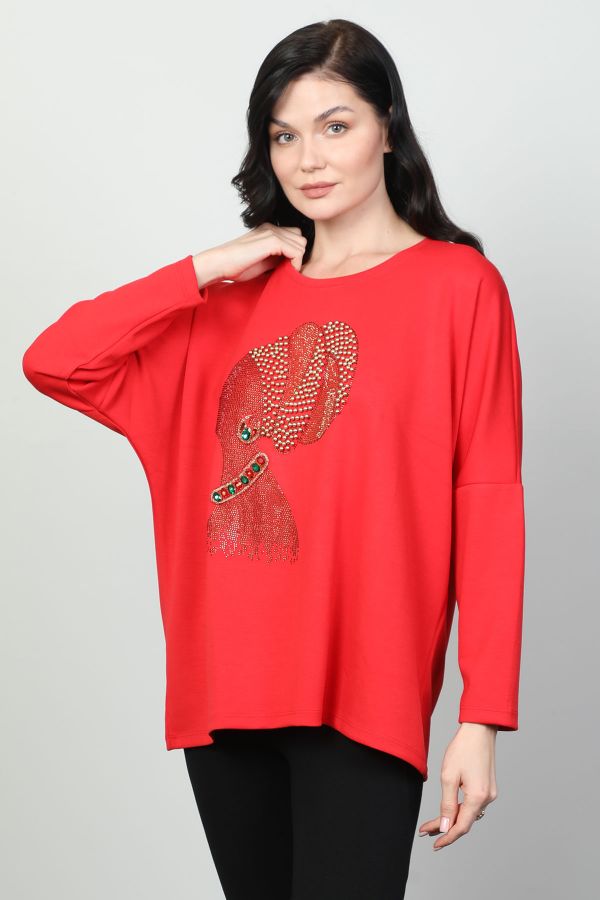 Picture of Vazzo&Green Apple 8568 RED Women Sweatsihrt