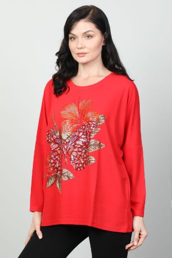 Picture of Vazzo&Green Apple 8559 RED Women Sweatsihrt