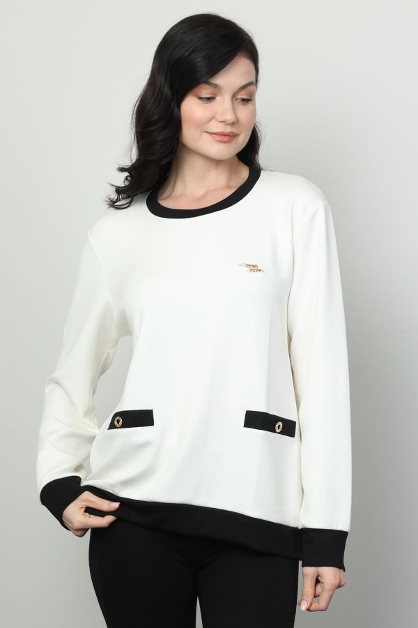 Picture of Vazzo&Green Apple 8531 ECRU Women Sweatsihrt