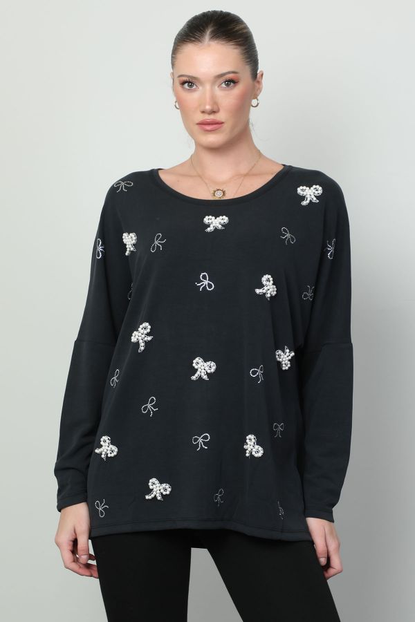 Picture of Vazzo&Green Apple 8528 BLACK WOMANS SWEATER 