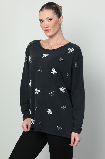 Picture of Vazzo&Green Apple 8528 BLACK WOMANS SWEATER 