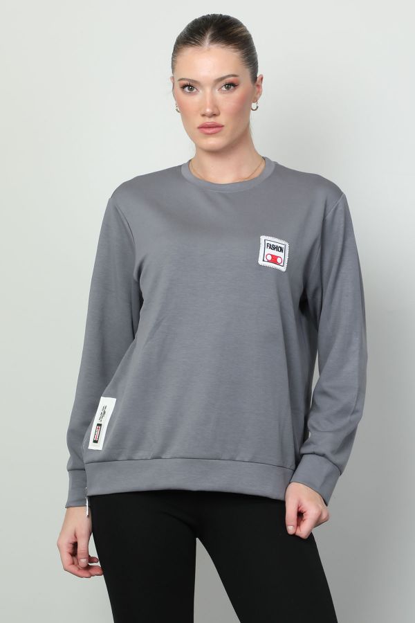 Picture of Vazzo&Green Apple 5253 GREY WOMANS SWEATER 