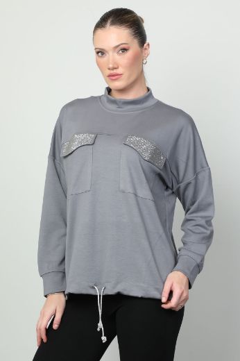 Picture of Vazzo&Green Apple 8565 GREY WOMANS SWEATER 