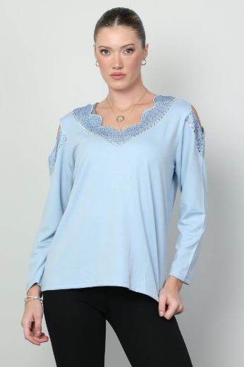 Picture of Vazzo&Green Apple 8550 LIGHT BLUE Women Blouse