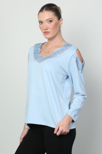 Picture of Vazzo&Green Apple 8550 LIGHT BLUE Women Blouse