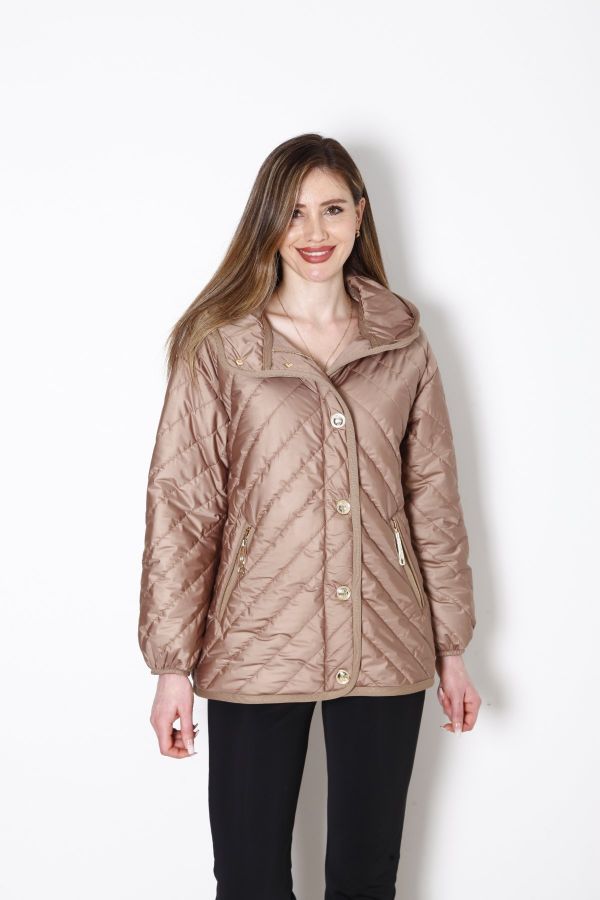 Picture of Lasagrada K2190 BEIGE Women Puffer Coat