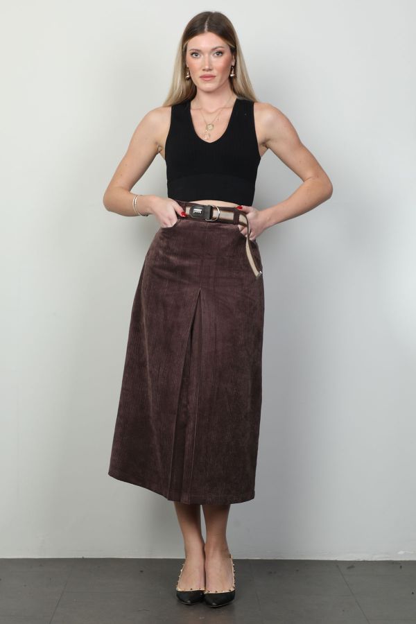 Picture of L-BIRD 14156 BROWN Women Skirt