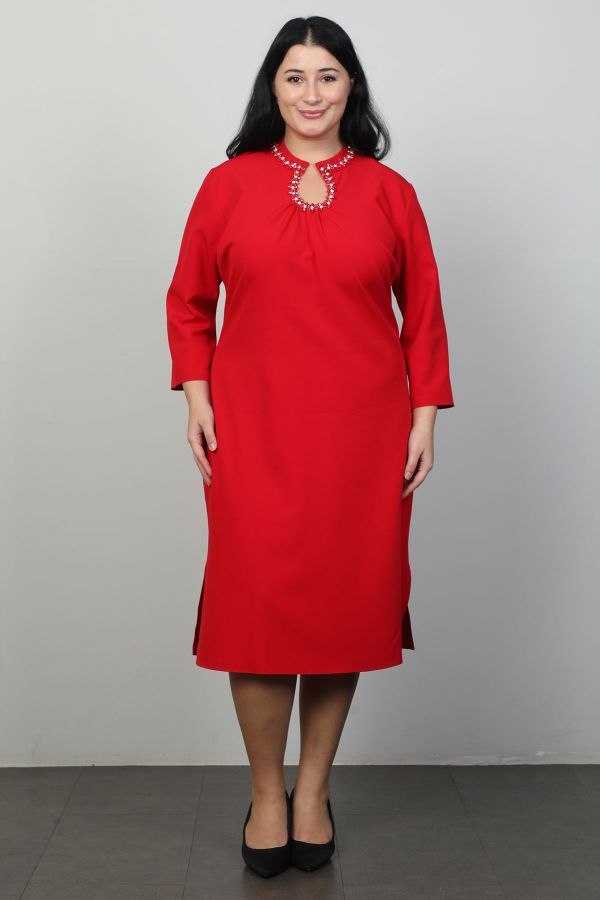 Picture of Vittoria 24881xl RED Plus Size Women Dress 