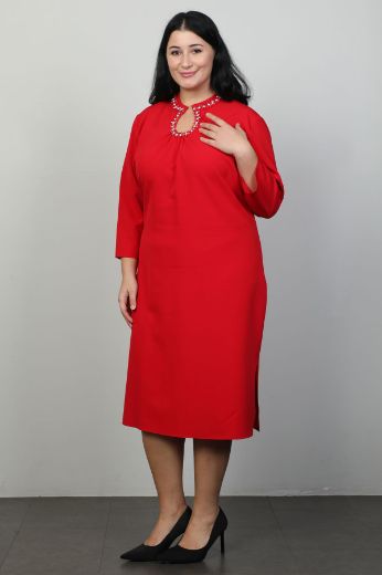 Picture of Vittoria 24881xl RED Plus Size Women Dress 