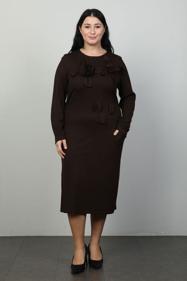 Picture of Vittoria 24894xl BROWN Plus Size Women Dress 